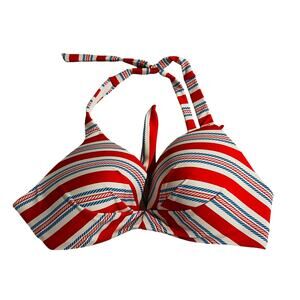 Beach Diva Orange Strioed Bikini Top Size 10 NWT